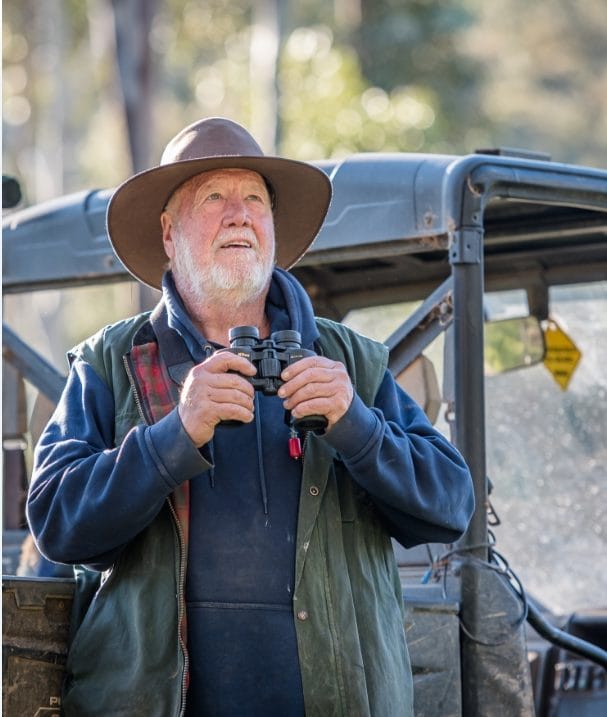 Neil Hermes with his binoculars